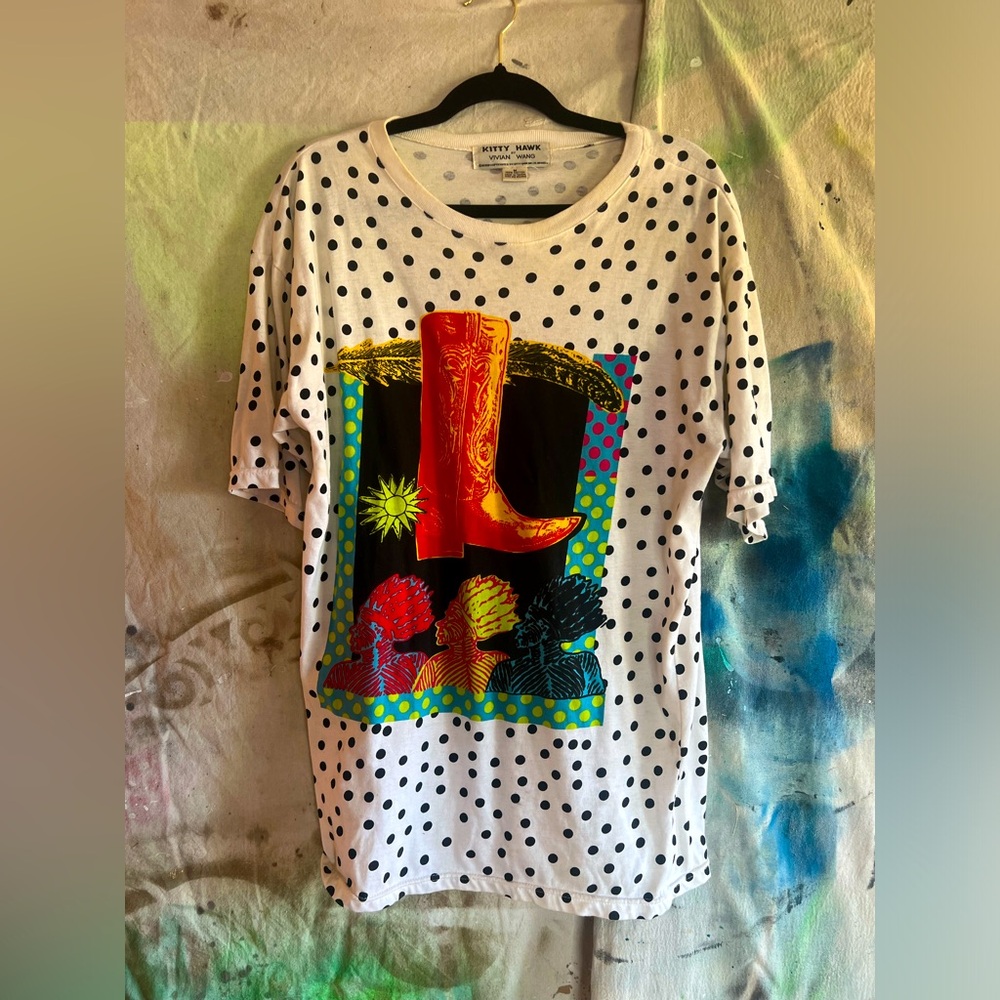 Vintage Cowboy boot Polka Dotted T-shirt